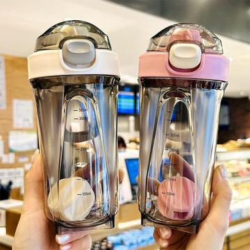 日本新款蛋白質粉搖搖杯健身水杯便攜塑料杯子耐高溫刻度水瓶