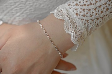 基礎 方形粗鍊手鍊/腳鍊-小 SV925 迴紋針鍊 男鍊