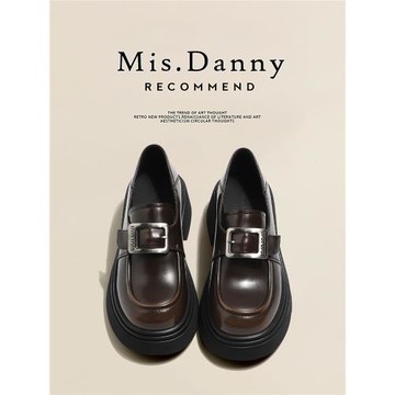 與愛私奔~真皮增高厚底樂福鞋女2025今年流行方扣單鞋英倫小皮鞋