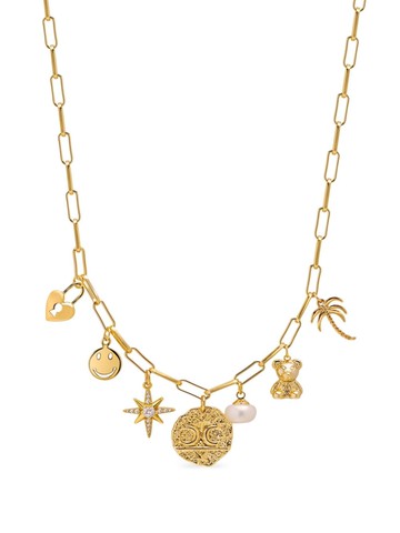 Nialaya Jewelry - cable-link gold-plated charm necklace - women - Freshwater Pearl/Gold Plated Steel - One Size