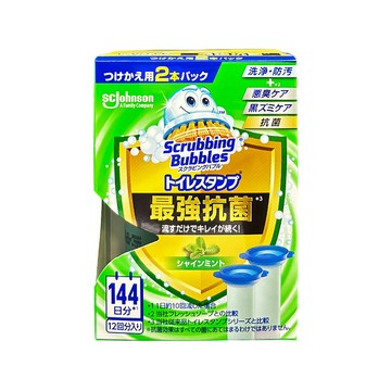SC Johnson 日本莊臣-鑽石型香氛凍馬桶清潔凝膠補充管-薄荷(黑金綠標)38gx2支/盒(本品不含推桿)