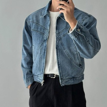 正韓復古街頭斜切剪裁短版牛仔夾克外套 2色 YUPPIE 預購商品 0915