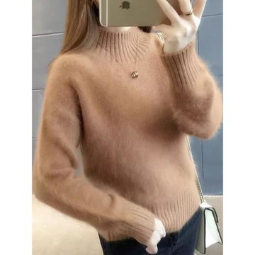 秋冬加厚仿水貂絨毛衣女2025新款外穿潮百搭針織衫寬松套頭打底衫