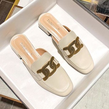 網紅包頭半拖鞋女夏外穿2024年新款百搭懶人穆勒涼托鞋小碼33-34