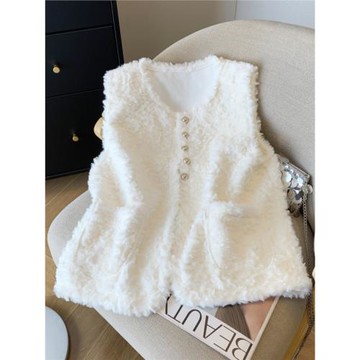 外穿馬甲女秋冬2025新款羊羔毛開衫外套馬夾白色秋季無袖短款上衣