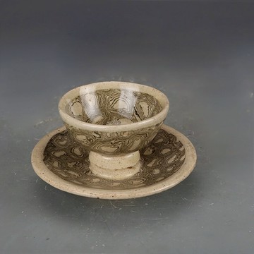 宋絞胎杯盞杯托茶托 仿古瓷器古董古玩老貨舊貨收藏真品