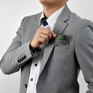 西裝口袋巾 復古綠底線條緞面方巾【NZG48】