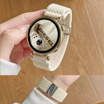 適用  三星watch7 6 5 4 編織磁吸/錶帶 watch6classic女款4 手錶帶 watch5pro