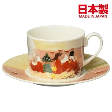asdfkitty*外盒稍舊特價 日本製 MOOMIN嚕嚕米 嚕嚕咪 陶瓷咖啡杯盤組-紅色-240ML-正版商品