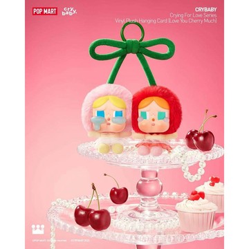 POP MART泡泡瑪特 櫻桃哭娃CRYBABY愛神的眼淚系列 搪胶毛絨吊卡 毛絨公仔 限量 CRYBABY 愛神的眼淚