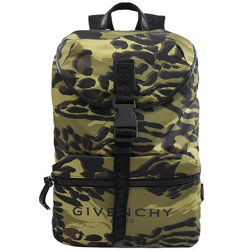 Givenchy 紀梵希 燙印LOGO迷彩印花尼龍後背包.軍綠