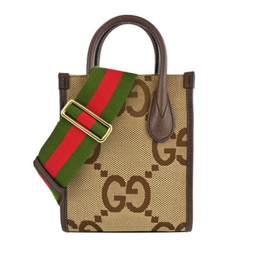 [平輸版]Gucci Jumbo系列GG jumbo帆布印花迷你手提/斜背包(咖啡)真品平輸