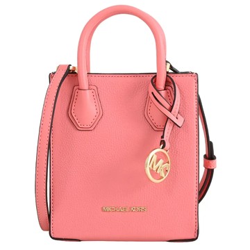 MICHAEL KORS MERCER 素面荔枝紋迷你手提兩用包.西柚粉