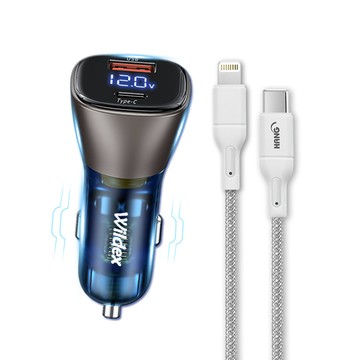 Wildex 63W急速充電 PD+QC雙孔電瓶電壓車充頭+