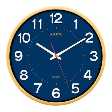A-ONE 金吉星 仿竹絲框藍底 靜音掛鐘 TG-0287  藍色