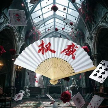 桃園出貨🍂國潮紅字紙質摺扇權威忘本打壓來財款竹骨便攜扇子