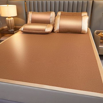 新款單面古藤涼席三件套單人宿舍折疊冰藤席子夏天家用雙人席批發