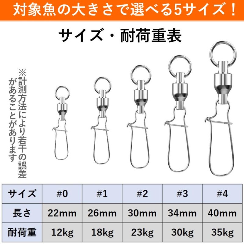 高強度 ボールベアリング サルカン (大) 43mm 20個 耐荷重230kg - フィッシング