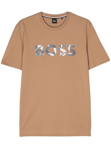 BOSS - logo-print cotton T-shirt - men - Cotton - S - Neutrals