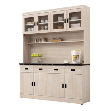 文創集 安可5.3尺雲紋石面高餐櫃組合-160x43x205cm免組