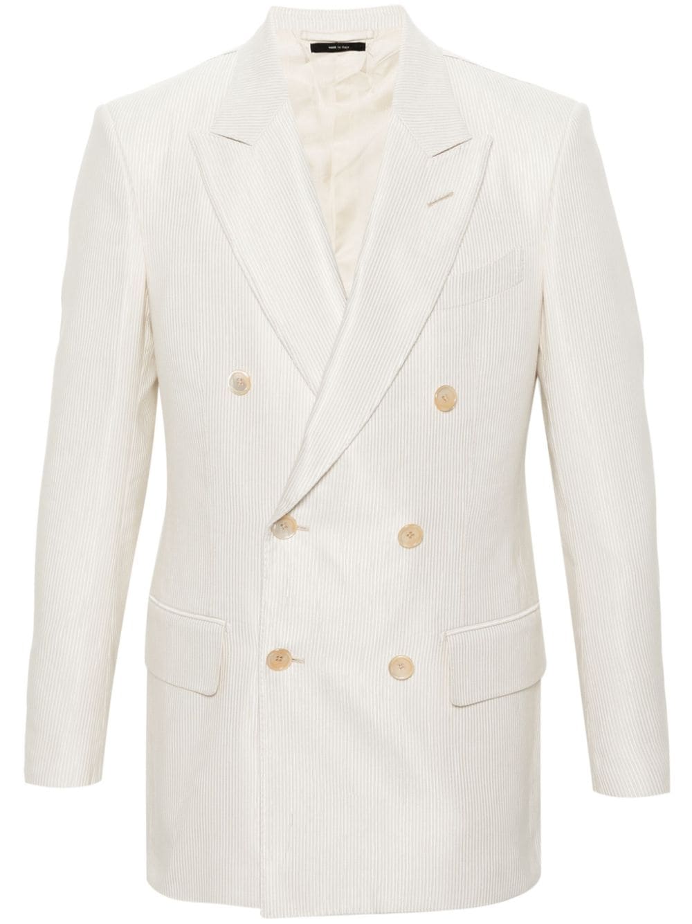 TOM FORD - Cannete Atticus double-breasted blazer - men - Cotton/Cupro/Silk/Silk - 54 - White