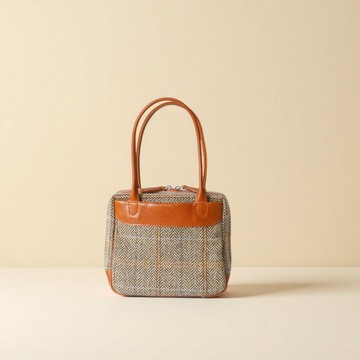 【羊毛拼皮醫生包】Harris Tweed真皮拼接手提包英倫氣質手作包