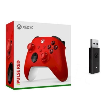 Xbox Series X | S 周邊 Microsoft 微軟 XBOX 手把 無線控制器+手把接收器(裸裝)組合-狙擊紅