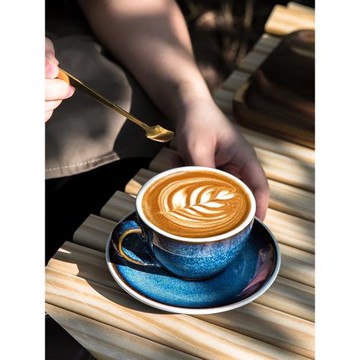 半辰 陶瓷日系拉花咖啡杯碟套裝加厚高檔精致卡布拿鐵意式濃縮杯