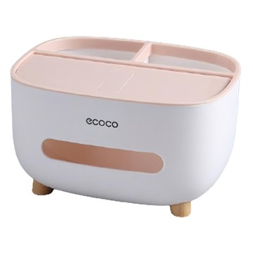 ecoco 意可可 北歐多功能橫抽面紙盒 防水防潮 雙層分隔 全圓滑設計  北歐粉  1個