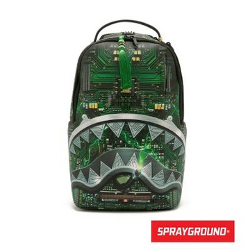 SPRAYGROUND-AI主機板鋸齒鯊大容量後背包-黑色