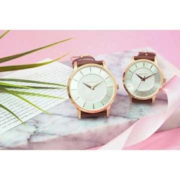 RELAX TIME Classic 經典系列立體波紋情人對錶-玫X白 (RT-88-1M+RT-88-1L)/42+36mm｜情人對錶｜樂天領券現折★全館特惠中★指定刷卡回饋10%