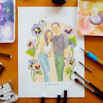 雙人花草植系似顏繪/全身_ Chiweiii Kao