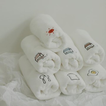 小清新純棉白可愛加厚洗臉洗澡家用成人毛巾吸水刺繡全棉柔軟面巾