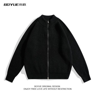 BOYUE帛躍鹿毛絨毛衣開衫2022春秋潮牌上衣ins休閑針織衫外套男士