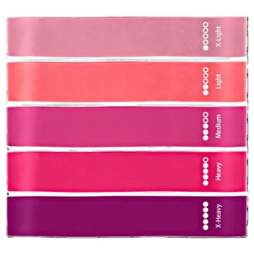 小麥購物 L740 深蹲阻力帶 5件套  淺粉色 + 西瓜粉 + 玫紅色 + 紫紅色 + 深紫色  1組  均碼