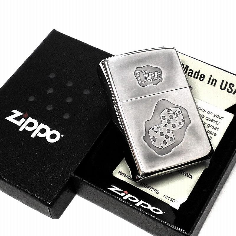 ZIPPO ライター ダイス GAME サイコロ ジッポ シルバーイブシ 両面加工