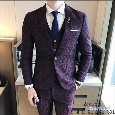 メンズスーツ 花柄 タキシードスーツ 3点 1つボタンスーツ フォーマルスーツ 二次会 成人式 就職活 ビジネススーツ 2color 通販 Lineポイント最大get Lineショッピング
