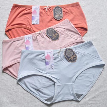 3條裝女中花內褲女莫代爾面料純色星期褲石墨烯底襠底褲中腰3326