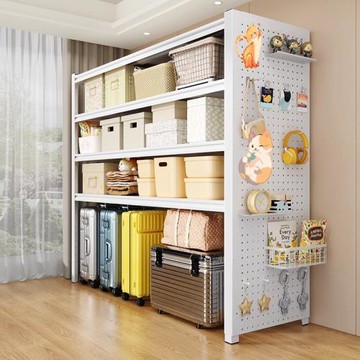 家用貨架置物架多層落地陽臺雜物整理儲藏行李箱收納下空角鋼架子