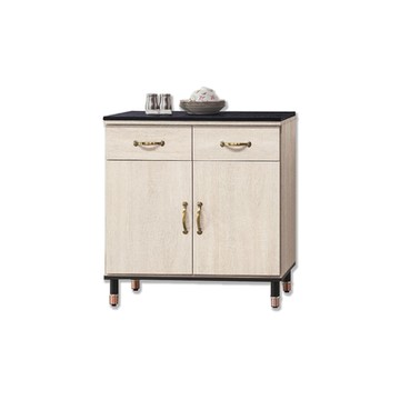 Boden-西菲2.7尺黑色石面收納餐櫃/碗盤櫃/置物矮櫃(下座)-81x41x82cm