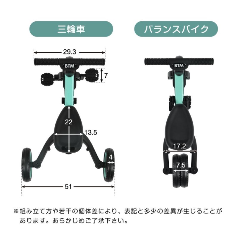 年間ランキング1位／子供用 三輪車 折りたたみ 手押し棒付き 5Way BTM