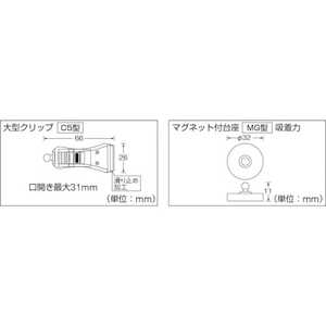 トラスコ中山 ホルダー式クリップ 大型クリップ ジョイント5連 マグネット TCC5MG5