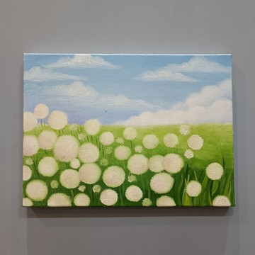 晴日蒲公英-油畫作品 展示品 教案樣本 換季出清 海洋油畫