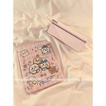 吉伊卡哇格子鏡面iPadPro2024保護套新款適用蘋果iPadAir6/5保護殼三折平板11寸10.2/10.9帶筆槽mini6女款