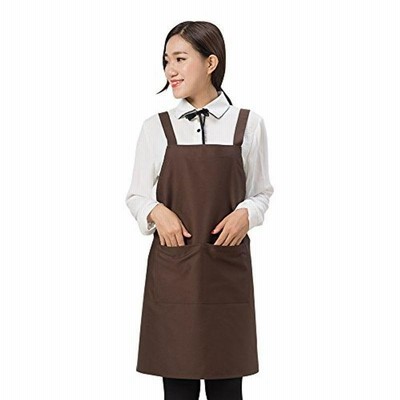 エプロン カフェエプロン H型 丈短い 動きやすい 仕事用 家庭用 シワになりにくい 男女兼用 全12色 囲物誌 (コーヒー色)
