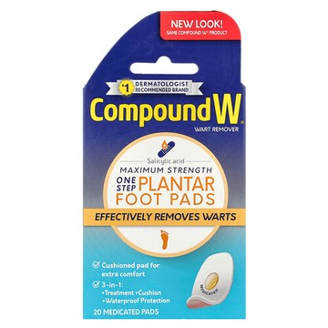 Compound W, 去疣劑，一步到位護理跖足墊，特強型，20 片方劑墊
