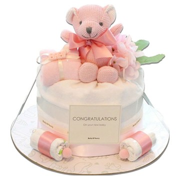 babybakery New 睡睡熊新生兒尿布蛋糕禮盒  1套  26 x 26 x 24cm  粉色