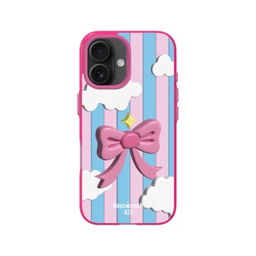 iPhone 16 Clear 粉漾桃 - Knock Knock A2Z - 漂浮雲朵蝴蝶結餅乾