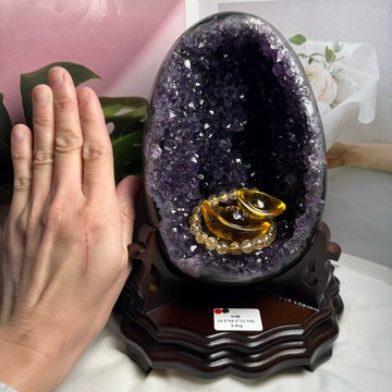 90號3.4kg薄皮口寬洞深 頂級烏拉圭拋光皮 紫水晶恐龍蛋晶洞ESPa+♥️紫水晶洞 紫晶洞 晶洞 水晶 A3215