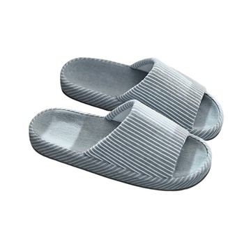 日式亞麻室內拖鞋 藍色 - 舒適透氣居家防滑拖鞋  XL(29cm)  1雙